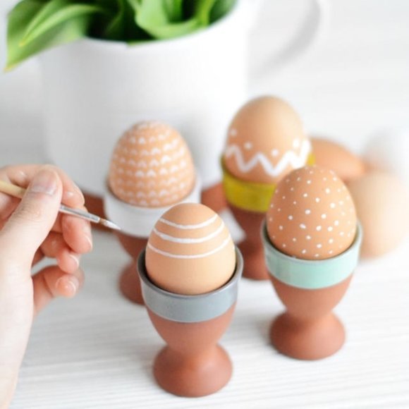 Egg Cups Set/4 Terracotta NIB - Picture 2 of 4